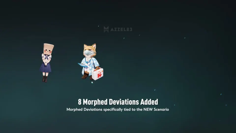The Shattered Maiden Sailor Suit and Director Fox Vacation Morphed Deviations shown side by side